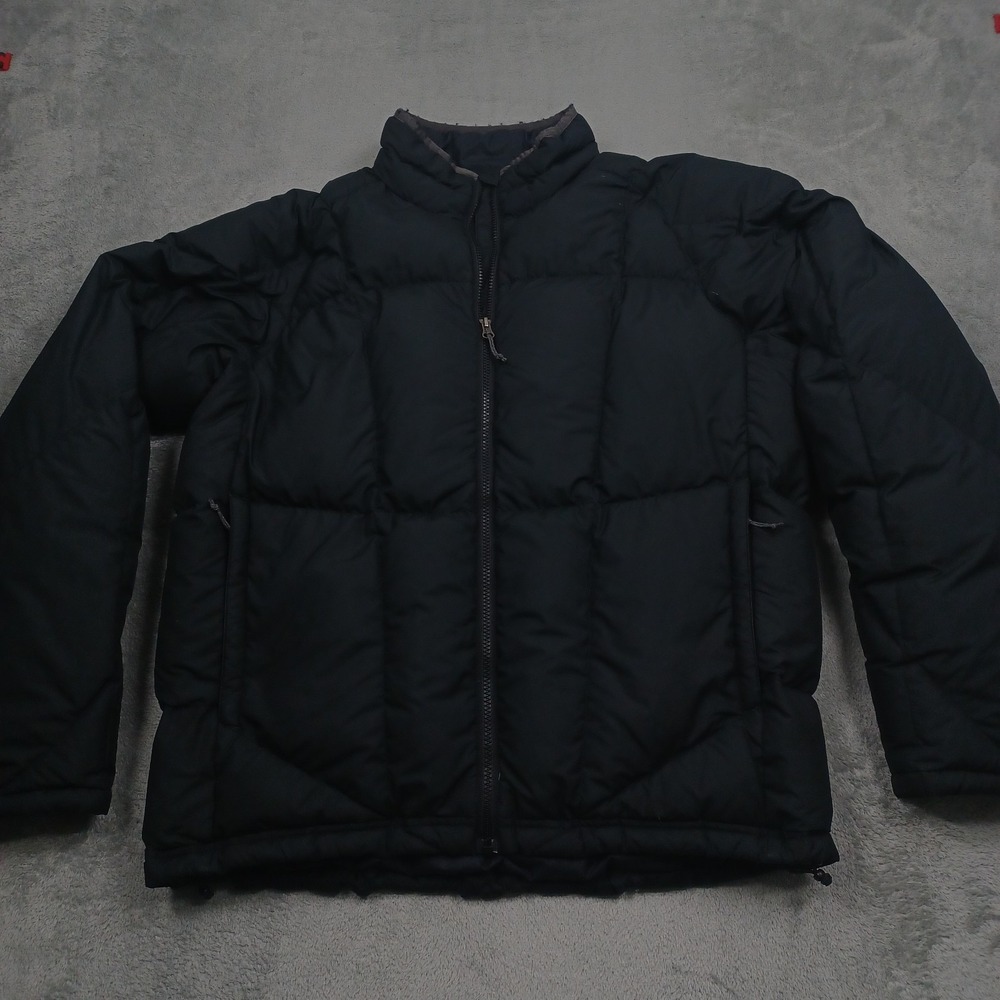 REI Jacket‎ Mens Large Black Puffer Down Fill Full Zip Pockets Outdoor Casual